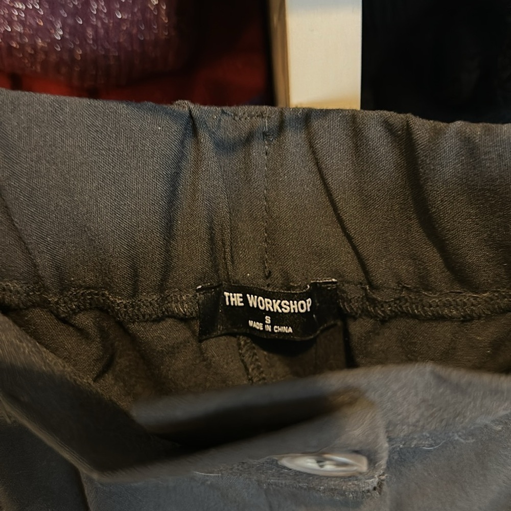 The Workshop black elastic back 4 pocket wide leg trousers size S NWT - Picture 2 of 3